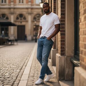 Everlane Mens 40x28 Jeans Stretch Pockets Organic Cotton Blue Raw Hem